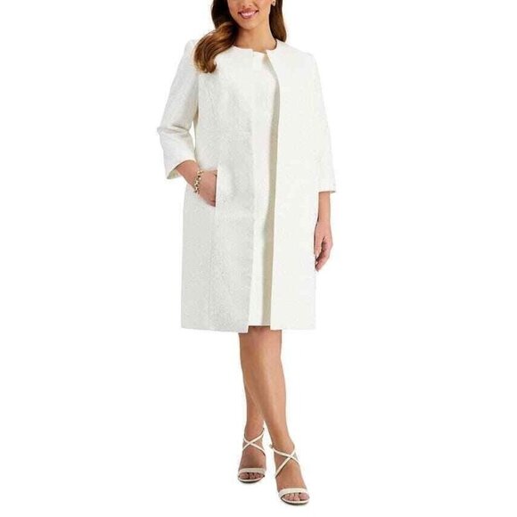 Kasper Women's texture White Plus Size Jacquard Topper Jacket Size 24W - Picture 1 of 11